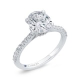 Shah Luxury 14K White Gold Oval Cut Diamond Solitaire Plus Engagement Ring (Semi-Mount) photo 2