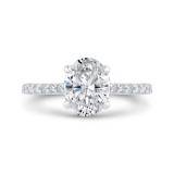 Shah Luxury 14K White Gold Oval Cut Diamond Solitaire Plus Engagement Ring (Semi-Mount) photo