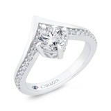Shah Luxury 14K White Gold Round Cut Diamond Engagement Ring (Semi-Mount) photo 2