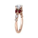 Shah Luxury 14K Rose Gold Round Diamond and Ruby Engagement Ring (Semi-Mount) photo 3