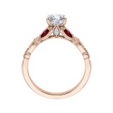 Shah Luxury 14K Rose Gold Round Diamond and Ruby Engagement Ring (Semi-Mount) photo 4