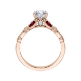 Shah Luxury 14K Rose Gold Round Diamond and Ruby Engagement Ring (Semi-Mount) photo 4