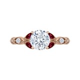 Shah Luxury 14K Rose Gold Round Diamond and Ruby Engagement Ring (Semi-Mount) photo