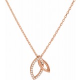 14K Rose .05 CTW Diamond Double Leaf 18 Necklace photo