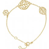 14K Yellow Leaf & Floral-Inspired Bracelet photo