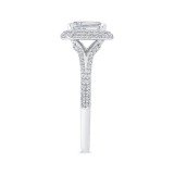 Shah Luxury Emerald Diamond Engagement Ring In 14K White Gold with Split Shank (Semi-Mount) photo 3