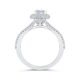 Shah Luxury Emerald Diamond Engagement Ring In 14K White Gold with Split Shank (Semi-Mount) photo 4