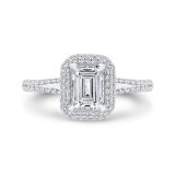 Shah Luxury Emerald Diamond Engagement Ring In 14K White Gold with Split Shank (Semi-Mount) photo