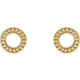 14K Yellow Beaded Stud Earrings photo 2
