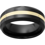 Black Diamond Ceramic Beveled Edge Band with a 2mm 18K Yellow Gold Inlay photo