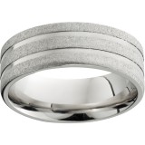 Serinium Pipe Cut Band with Two 1mm Grooves and Stone Finish photo