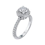 Shah Luxury 14K White Gold Round Cut Diamond Octagon Shape Halo Engagement Ring (Semi-Mount) photo 2