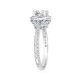 Shah Luxury 14K White Gold Round Cut Diamond Octagon Shape Halo Engagement Ring (Semi-Mount) photo 3