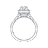 Shah Luxury 14K White Gold Round Cut Diamond Octagon Shape Halo Engagement Ring (Semi-Mount) photo 4