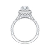 Shah Luxury 14K White Gold Round Cut Diamond Octagon Shape Halo Engagement Ring (Semi-Mount) photo 4