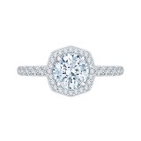 Shah Luxury 14K White Gold Round Cut Diamond Octagon Shape Halo Engagement Ring (Semi-Mount) photo