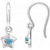 14K White 3 mm Round March Youth Star Birthstone Earrings photo