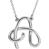 14K White Script Initial A 16 Necklace photo