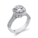 Shah Luxury 14K White Gold Round Diamond Halo Engagement Ring (Semi-Mount) photo 2