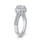 Shah Luxury 14K White Gold Round Diamond Halo Engagement Ring (Semi-Mount) photo 3