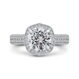 Shah Luxury 14K White Gold Round Diamond Halo Engagement Ring (Semi-Mount) photo