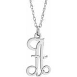 14K White Script Initial A 16-18 Necklace photo