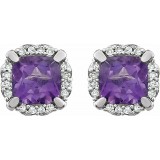 14K White Amethyst & 1/10 CTW Diamond Earrings photo 2