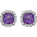 14K White Amethyst & 1/10 CTW Diamond Earrings photo 2