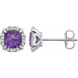 14K White Amethyst & 1/10 CTW Diamond Earrings photo