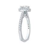 Shah Luxury Oval Diamond Halo Engagement Ring In 14K White Gold (Semi-Mount) photo 3