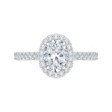 Shah Luxury Oval Diamond Halo Engagement Ring In 14K White Gold (Semi-Mount) photo