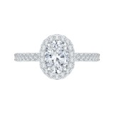 Shah Luxury Oval Diamond Halo Engagement Ring In 14K White Gold (Semi-Mount) photo