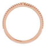 14K Rose Milgrain Stackable Cross Ring photo 2