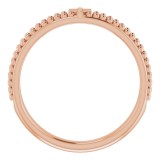 14K Rose Milgrain Stackable Cross Ring photo 2