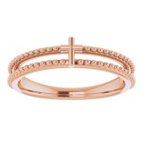 14K Rose Milgrain Stackable Cross Ring photo 3