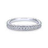 Gabriel & Co. 14k White Gold Victorian Diamond Wedding Band photo