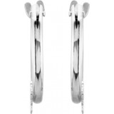 14K White Hinged Hoop Earrings with Star photo 2