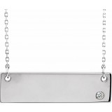 14K White .03 CT Diamond Bar 18 Necklace without Engraving photo