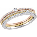 14K White/Yellow/Rose 3/8 CTW Diamond Stackable Rings - Set of 3 photo