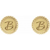 14K Yellow Engravable Beaded Earrings photo 4