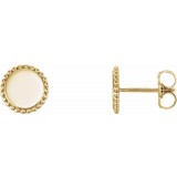 14K Yellow Engravable Beaded Earrings photo
