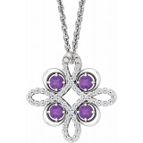 14K White Amethyst & 1/6 CTW Diamond Clover 18 Necklace photo