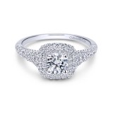 Gabriel & Co. 14k White Gold Contemporary Double Halo Engagement Ring photo