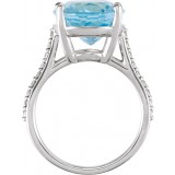 14K White Sky Blue Topaz & 1/4 CTW Diamond Ring photo 2