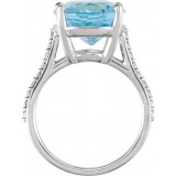 14K White Sky Blue Topaz & 1/4 CTW Diamond Ring photo 2