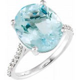 14K White Sky Blue Topaz & 1/4 CTW Diamond Ring photo