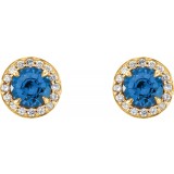 14K Yellow 5 mm Round Sapphire & 1/8 CTW Diamond Earrings photo 2