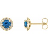 14K Yellow 5 mm Round Sapphire & 1/8 CTW Diamond Earrings photo