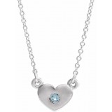 14K White Aquamarine Heart 16 Necklace photo