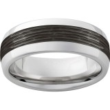 Serinium Domed Band with Bark Finished Black CeramicInlay photo